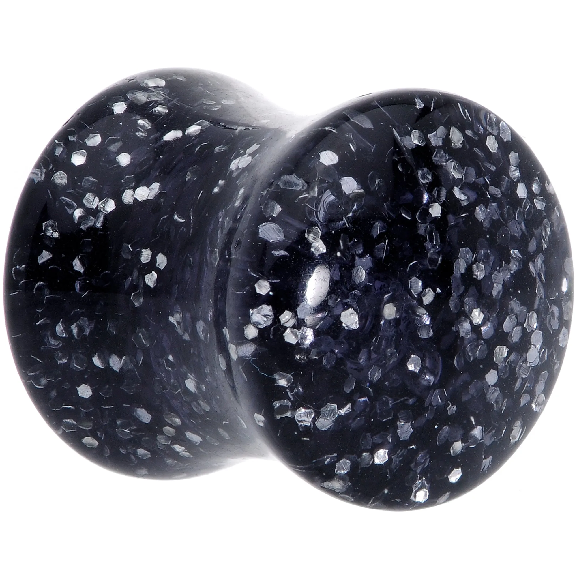 00 Gauge Black Ultra Glitter Saddle Plug Set