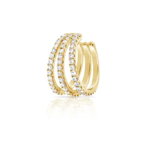 14k Gold & Diamond Triple Row Single Earring Cuff - 0.20ct