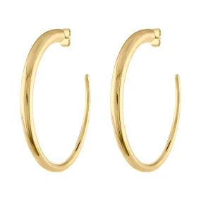 14KT GOLD LARGE TAPERED HOOP POST EARRING