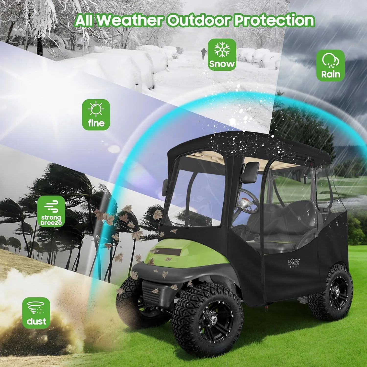 2 Passenger Golf Cart Cover & Enclosure Waterproof for Club Car  DS Precedent - 10L0L