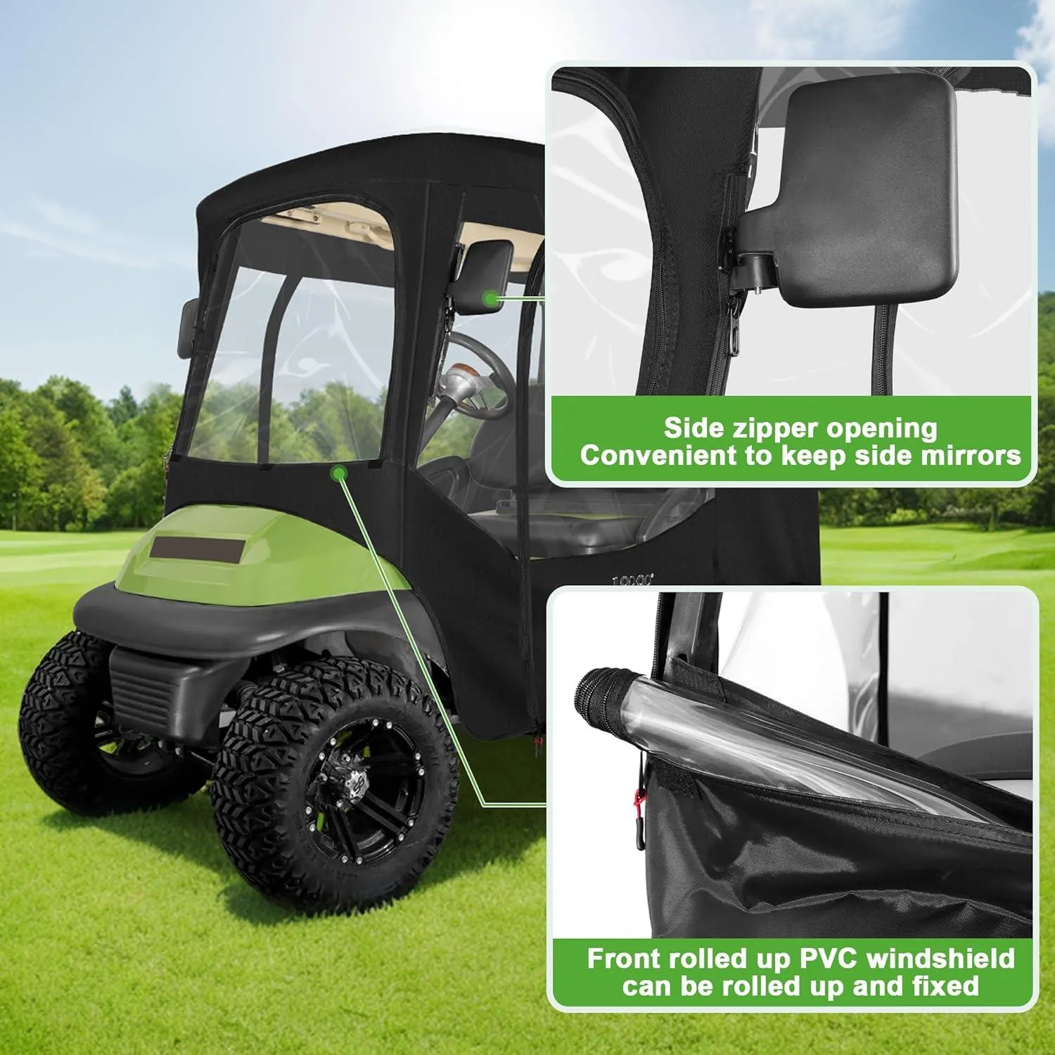 2 Passenger Golf Cart Cover & Enclosure Waterproof for Club Car  DS Precedent - 10L0L