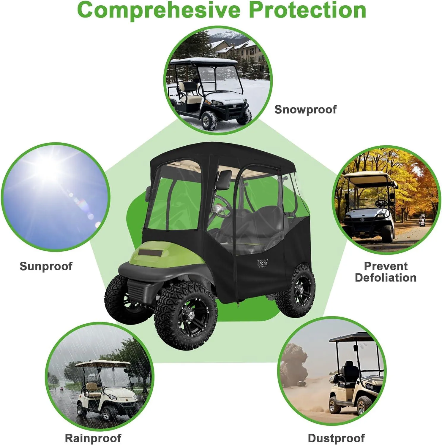 2 Passenger Golf Cart Cover & Enclosure Waterproof for Club Car  DS Precedent - 10L0L