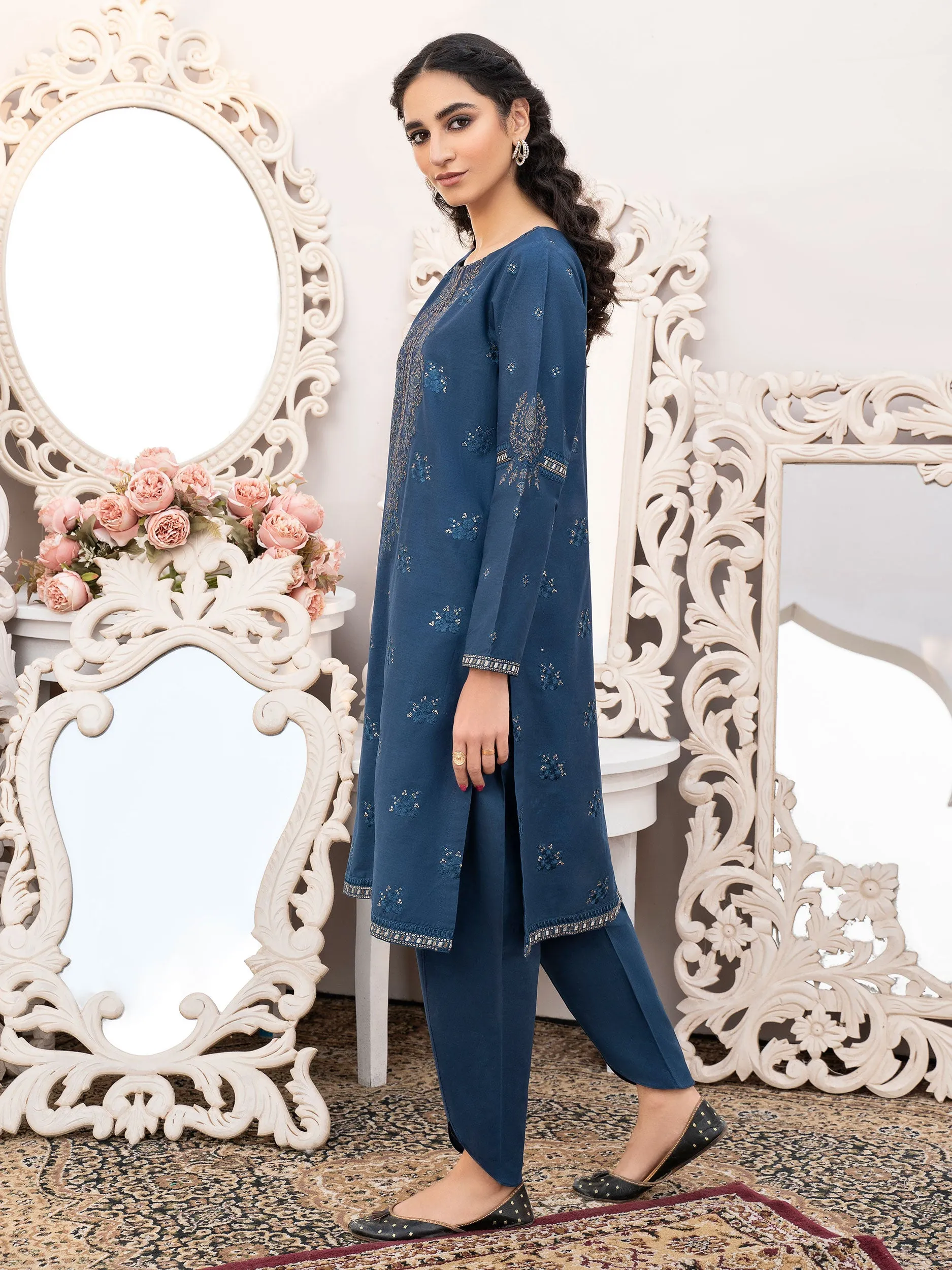 2 Piece Winter Cotton Suit-Embroidered (Unstitched)