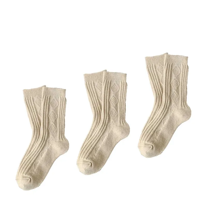 3 Pairs Cashmere Wool Winter Thicken Warm Thermal Mid Tube Socks