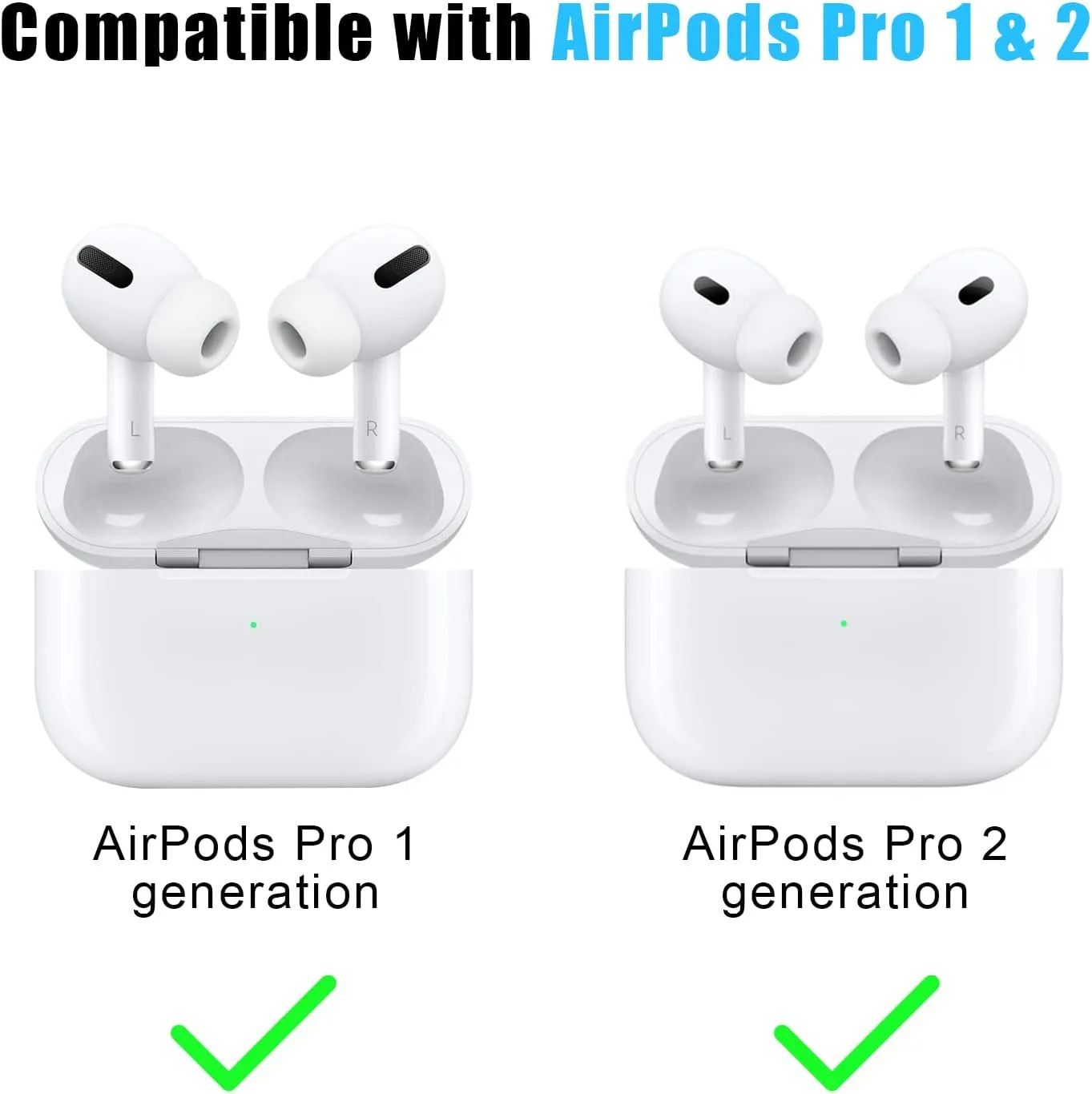 3 Pairs Replacement Ear Tips Compatible With Airpods Pro 1,2 (S/M/L)