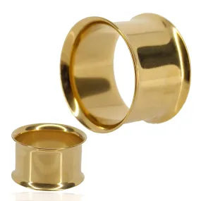 316L Steel Gold Plated Tunnel Double Flare Plug | Gauges