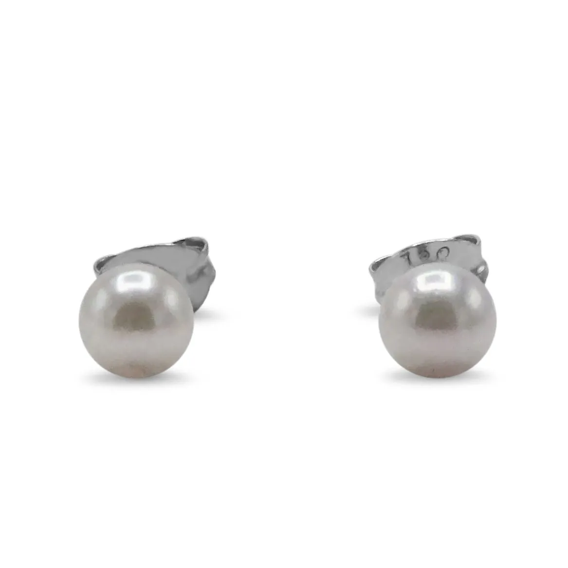 5mm White Akoya Cultured Pearl Earstuds - 18ct White Gold