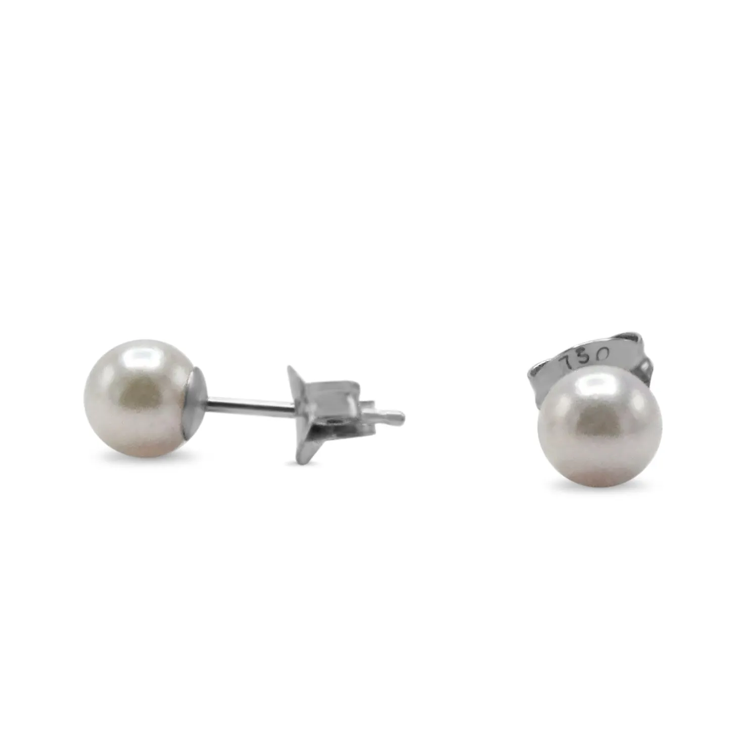 5mm White Akoya Cultured Pearl Earstuds - 18ct White Gold