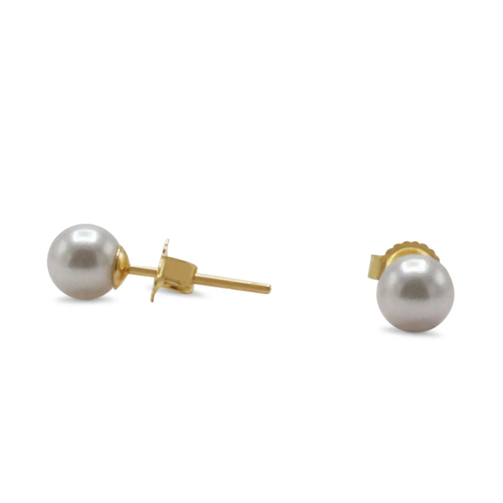 5mm White Akoya Cultured Pearl Earstuds - 18ct Yellow Gold