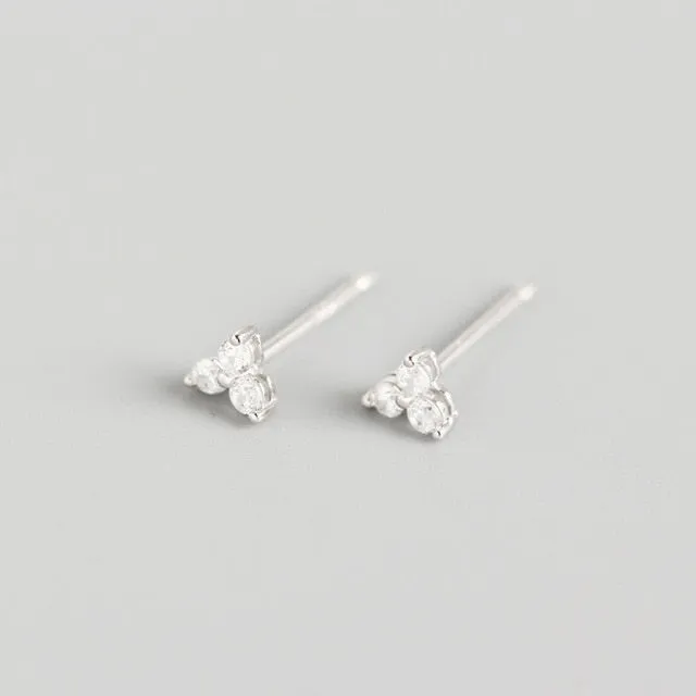 925 Sterling Silver Inlaid Crystal Geometric Clover Stud Earrings Light Luxury Mature Glamour Women Jewelry Accessories