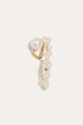 A Parable on Frozen Time - Pearl and Recycled Gold Vermeil Ear Climber