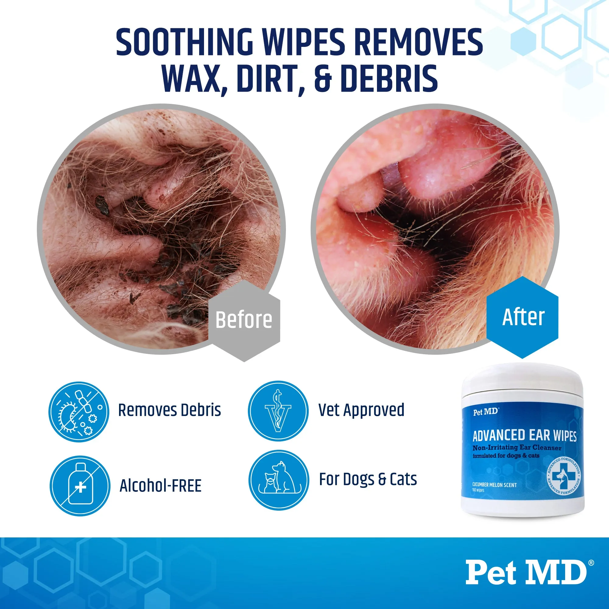 Advanced Ear Wipes for Dogs & Cats - 100 Count