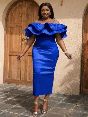 AOMEIDRESS Women Plus Size Cocktail Midi Dresses Off Shoulder