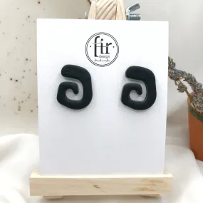 Artisan Made Black Polymer Clay Earrings - Nickel Free