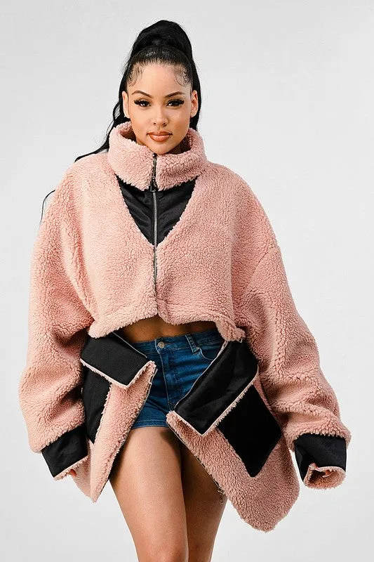 ATHINA OVERSIZED SHERPA WITH CONTRAST JACKET