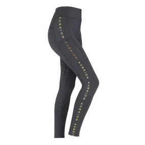 Aubrion Maids Brook Logo Riding Tights - Jet Black