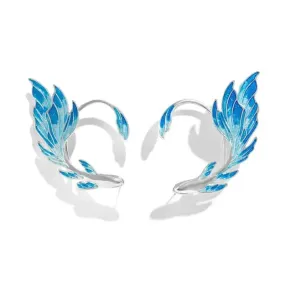 Blue Fairy Elf Ear Cuffs Clip On Earrings