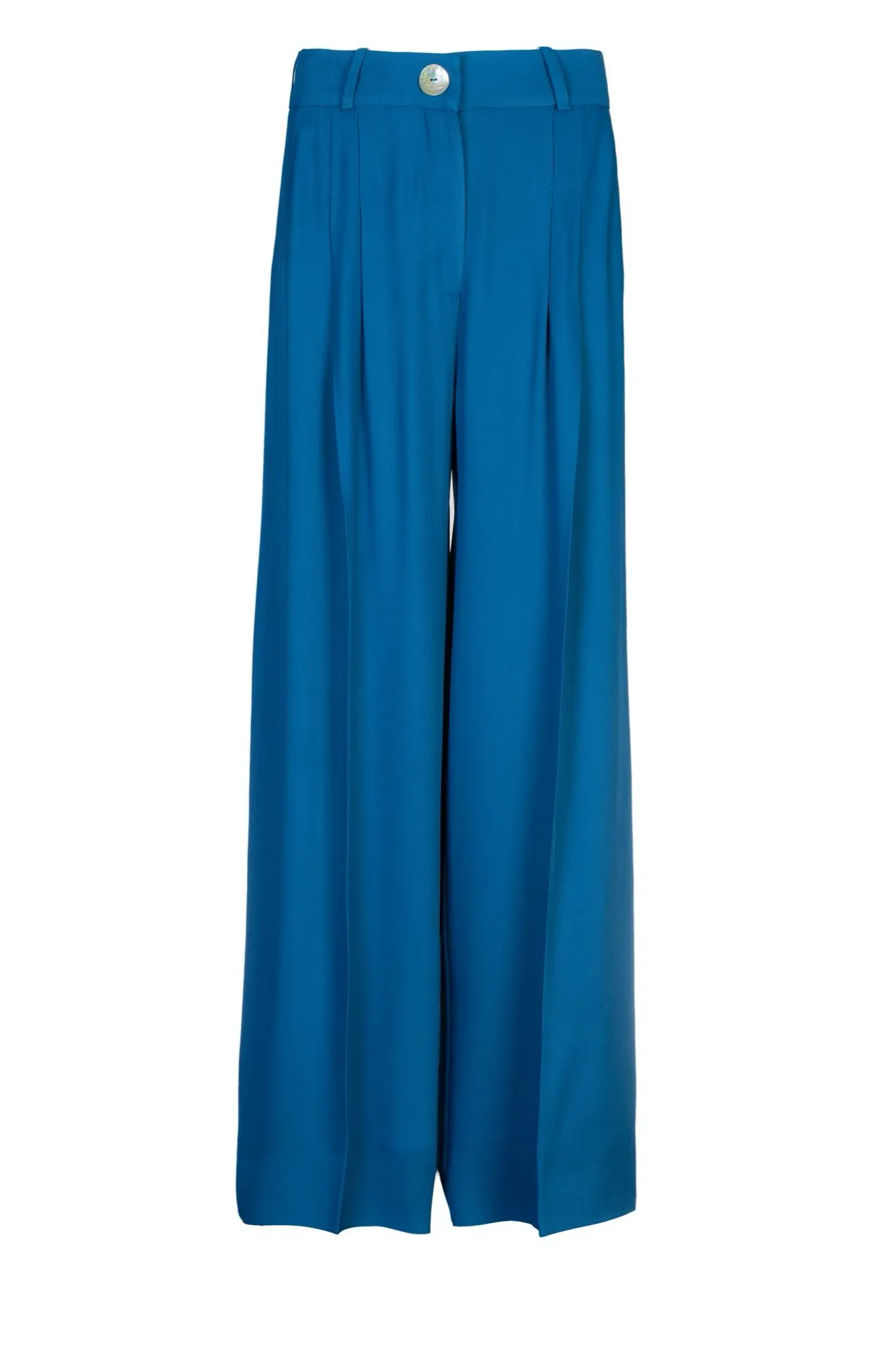 Blue Pleated Large Pants