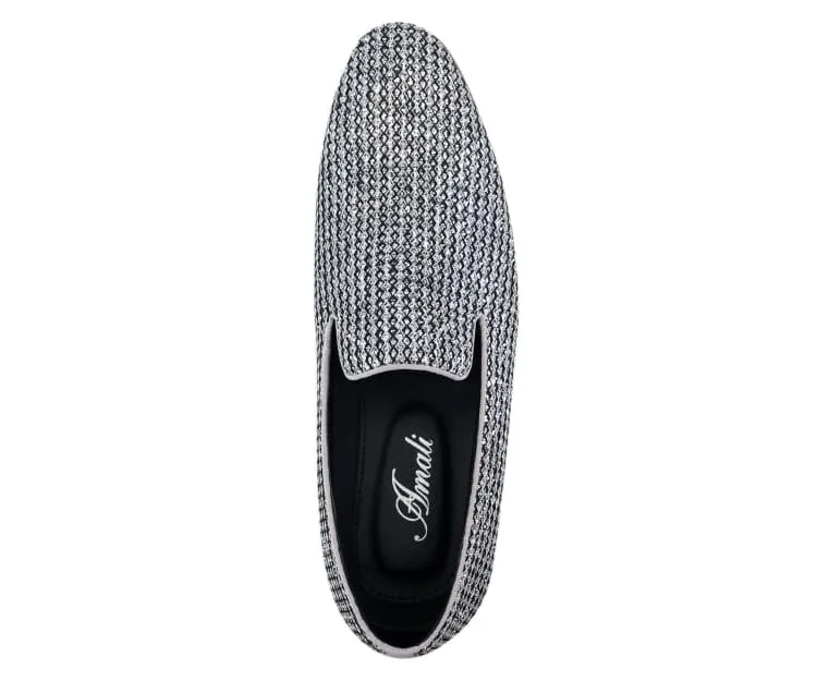 Bolano Emelio Silver Glitter Encrusted Men's Formal Slip-on Dress Shoe