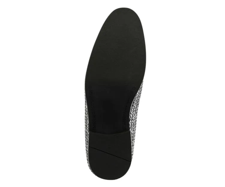 Bolano Emelio Silver Glitter Encrusted Men's Formal Slip-on Dress Shoe