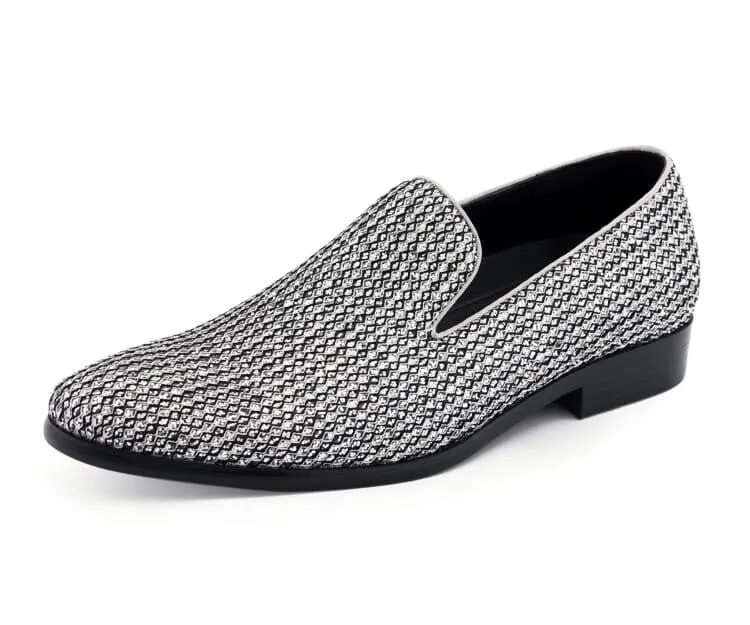 Bolano Emelio Silver Glitter Encrusted Men's Formal Slip-on Dress Shoe