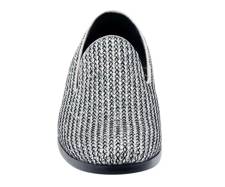 Bolano Emelio Silver Glitter Encrusted Men's Formal Slip-on Dress Shoe