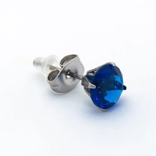 Borghetti Earrings Zircone Tondo Blu 7 Ear Studs 1 PC