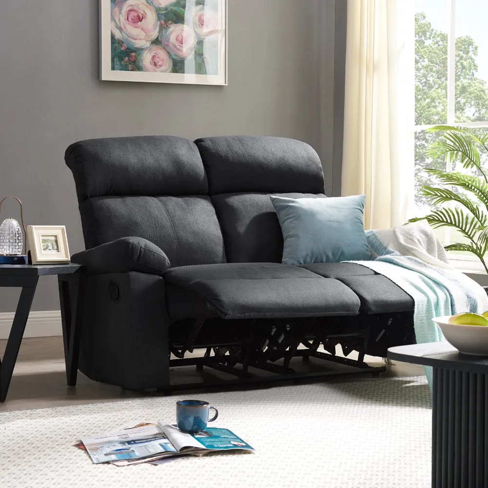 Brody Sofa Suite 2 Seater Manual Recliner Dark Grey Padded Fabric