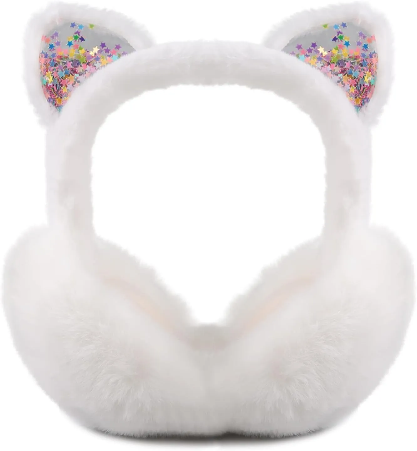 Cat Style White Foldable Faux Fur Winter Style Ear Muffs