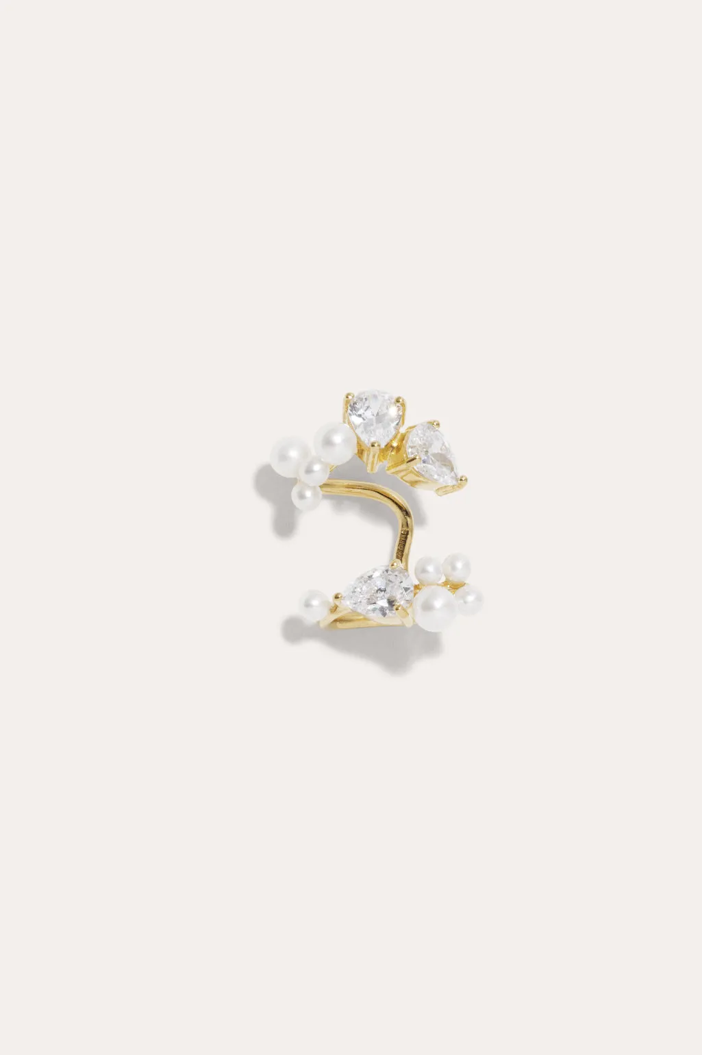 Chasing Shadows III - Pearl and Zirconia Gold Vermeil Ear Cuff