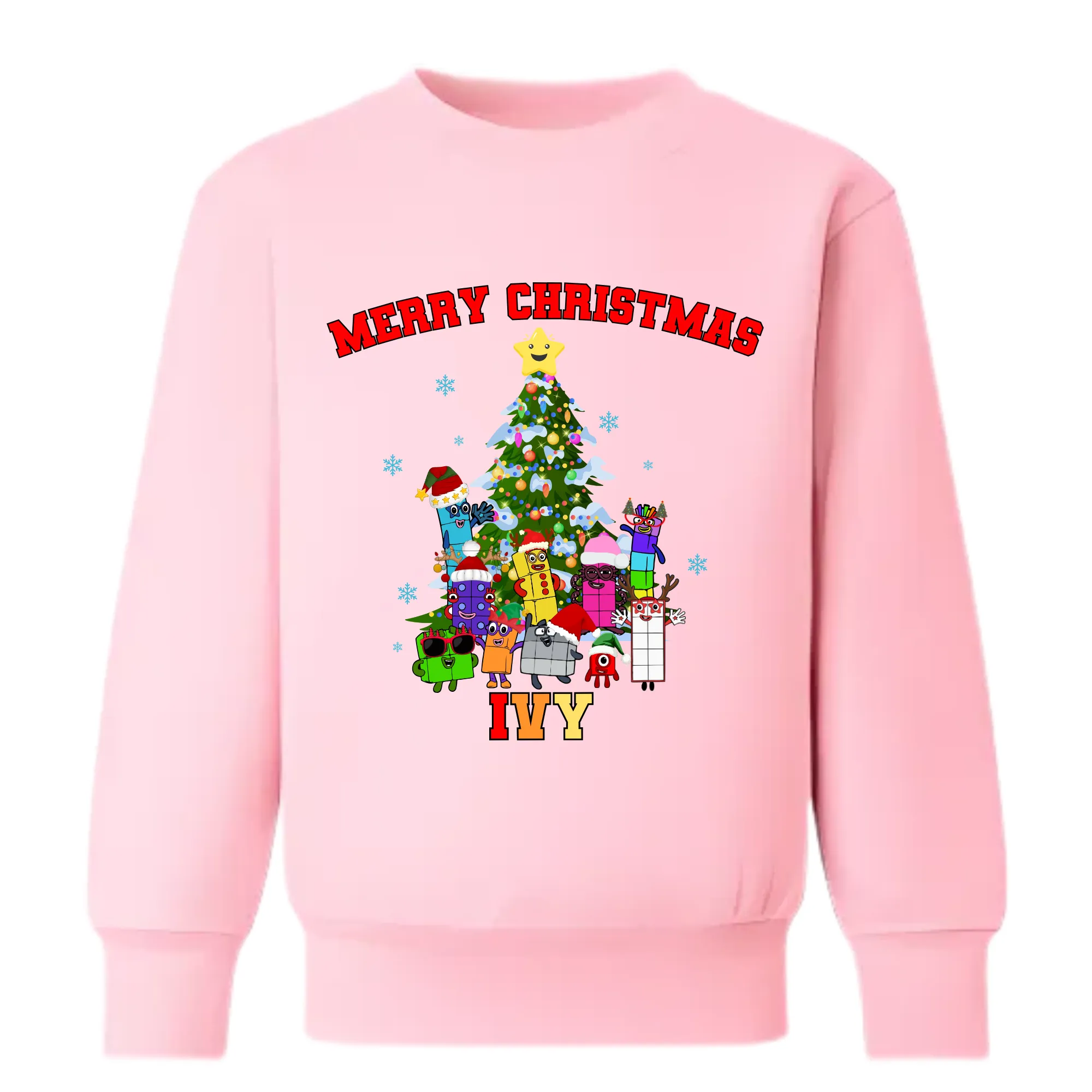 Children's Christmas Jumper, Numberblocks Christmas Sweatshirt with Personalisation