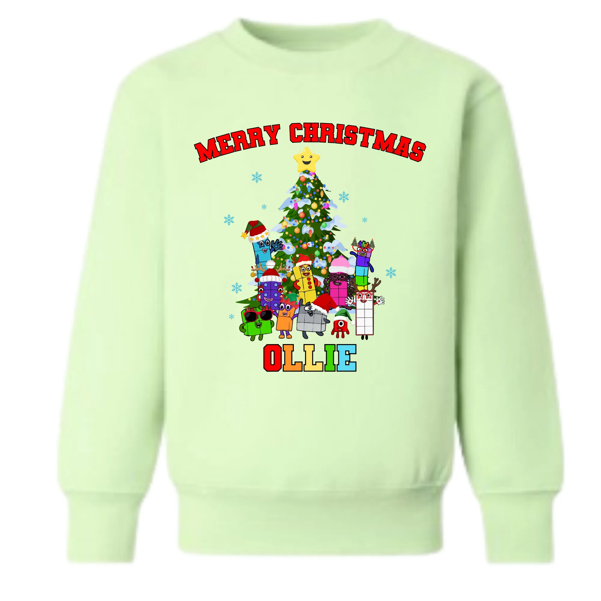 Children's Christmas Jumper, Numberblocks Christmas Sweatshirt with Personalisation