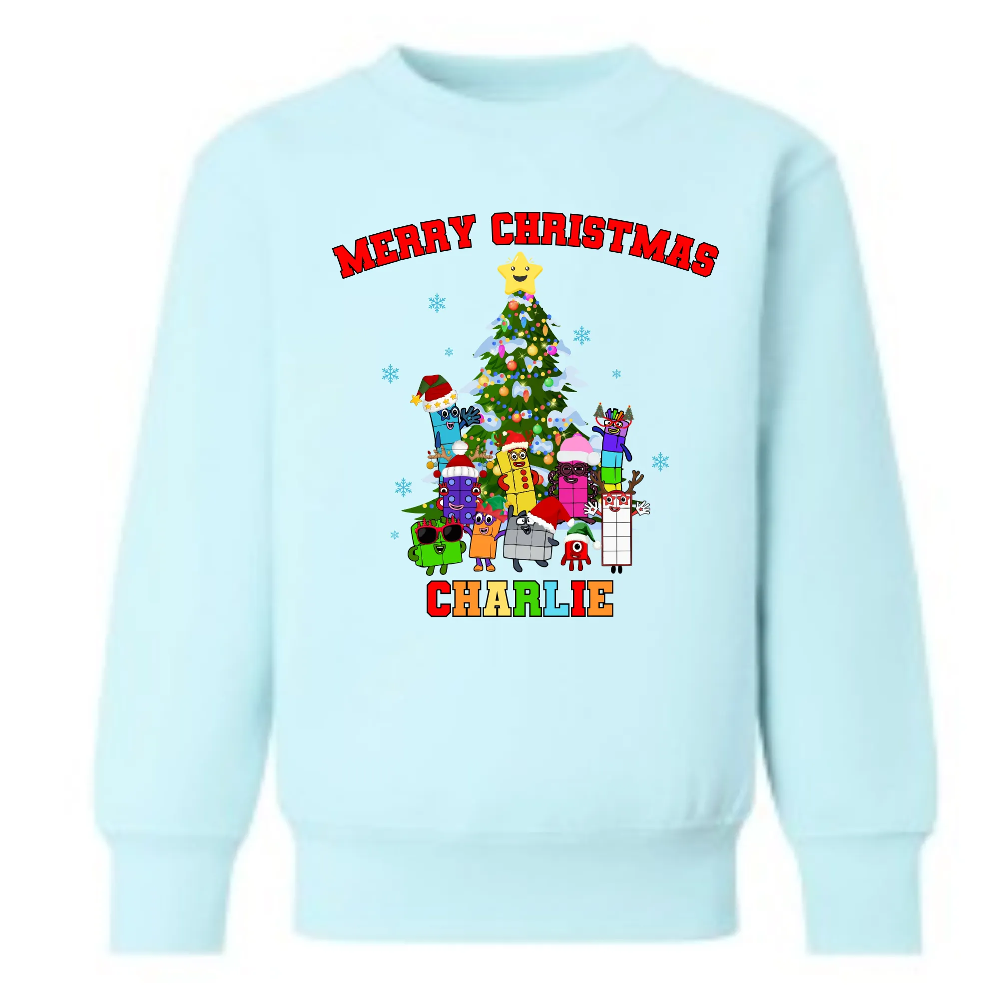 Children's Christmas Jumper, Numberblocks Christmas Sweatshirt with Personalisation