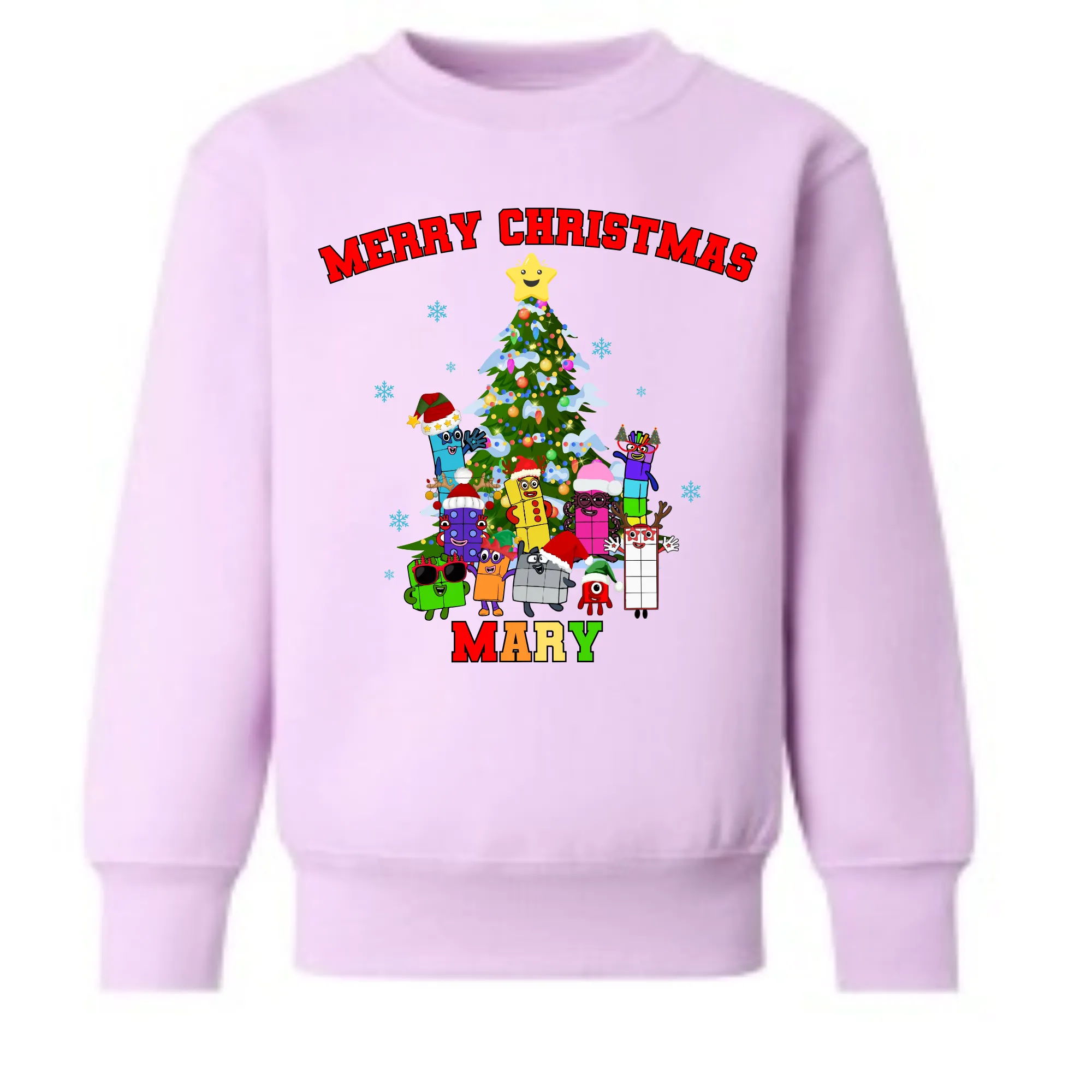 Children's Christmas Jumper, Numberblocks Christmas Sweatshirt with Personalisation