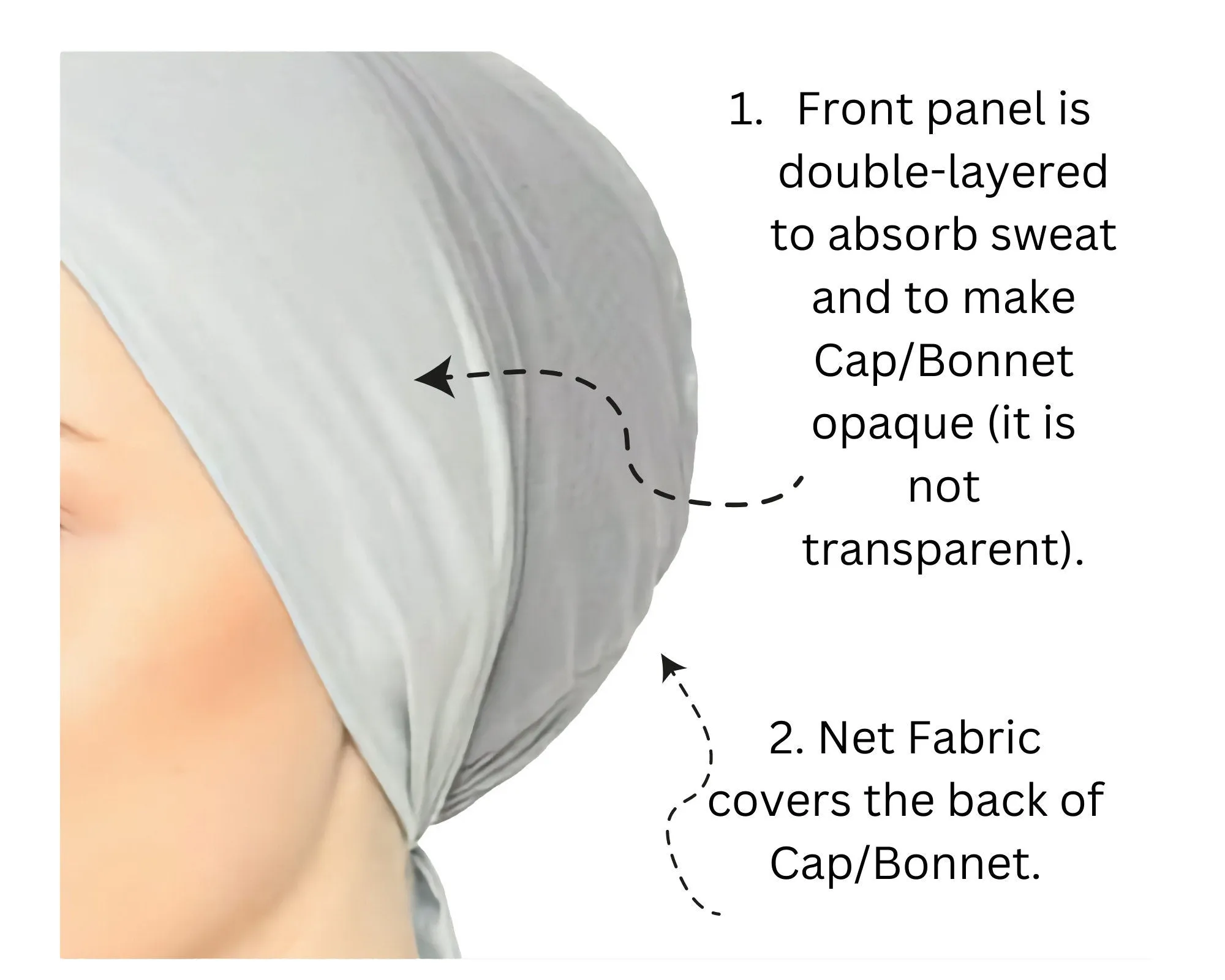 Climate Control Bonnet/Cap with Net Fabric and Tie Back