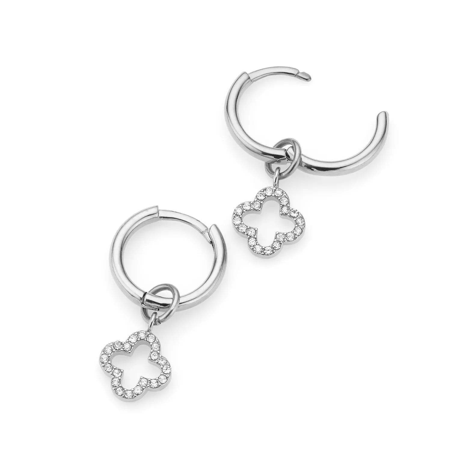 Clover Huggie Hoops (Silver)