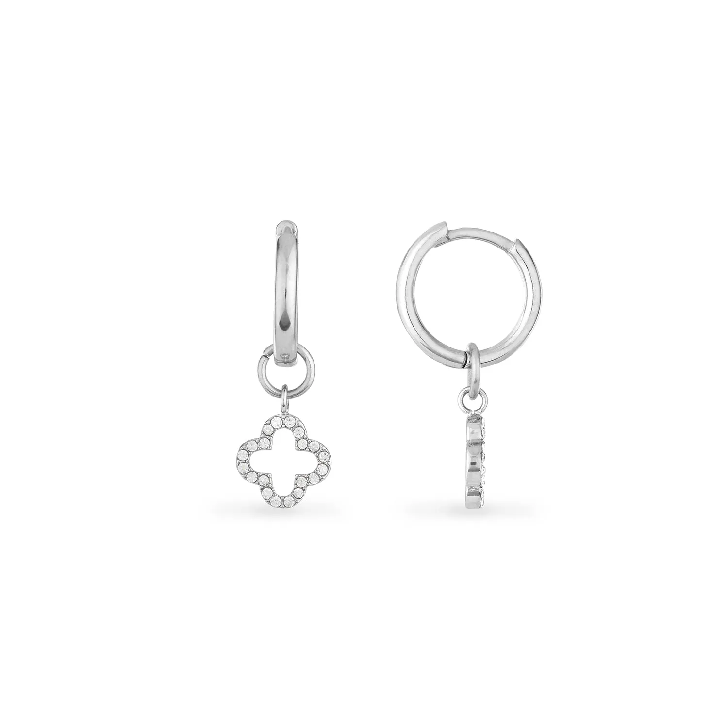 Clover Huggie Hoops (Silver)