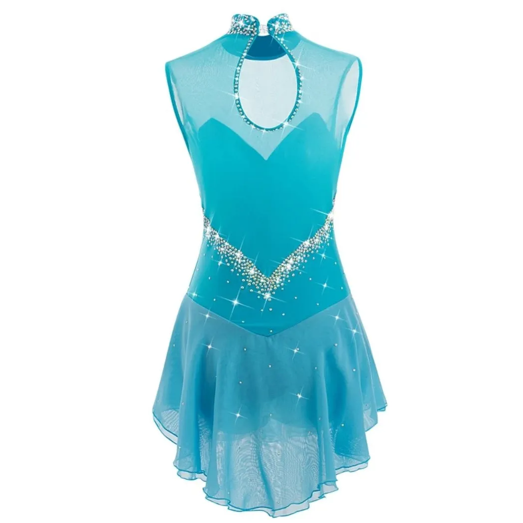 Competition Figure Skate Dress  Sleeveless Turquoise BSU8132