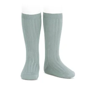 CONDOR - RIB KNEE HIGH SOCK: COLOUR #756 VERDE SECO