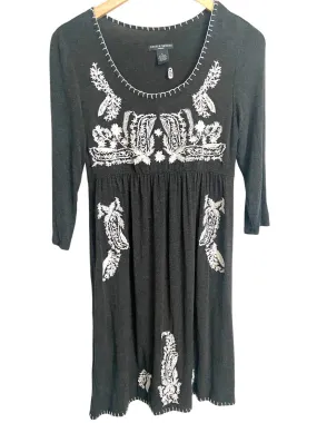 Cool Winter Gray Embroidered Dress