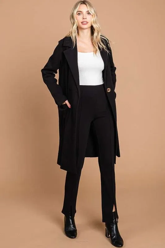 Culture Code Black Double Breast Lapel Collar Coat