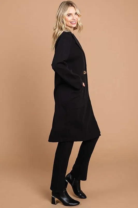 Culture Code Black Double Breast Lapel Collar Coat