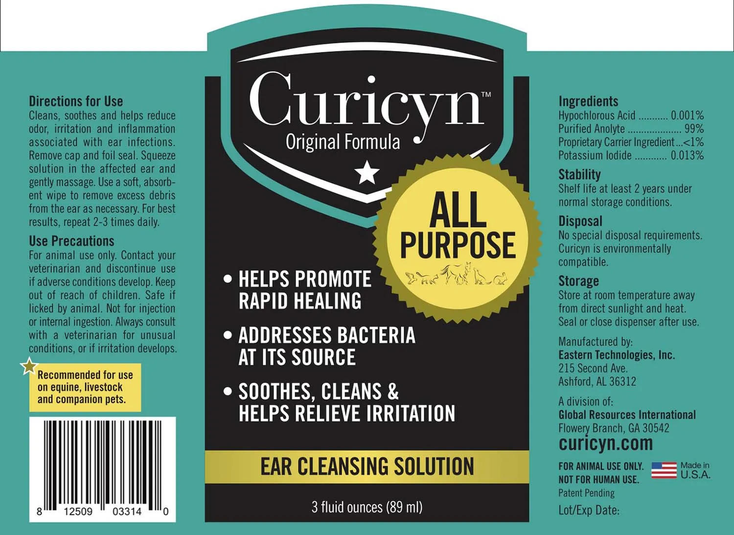 Curicyn Ear Cleansing Solution, 3 oz