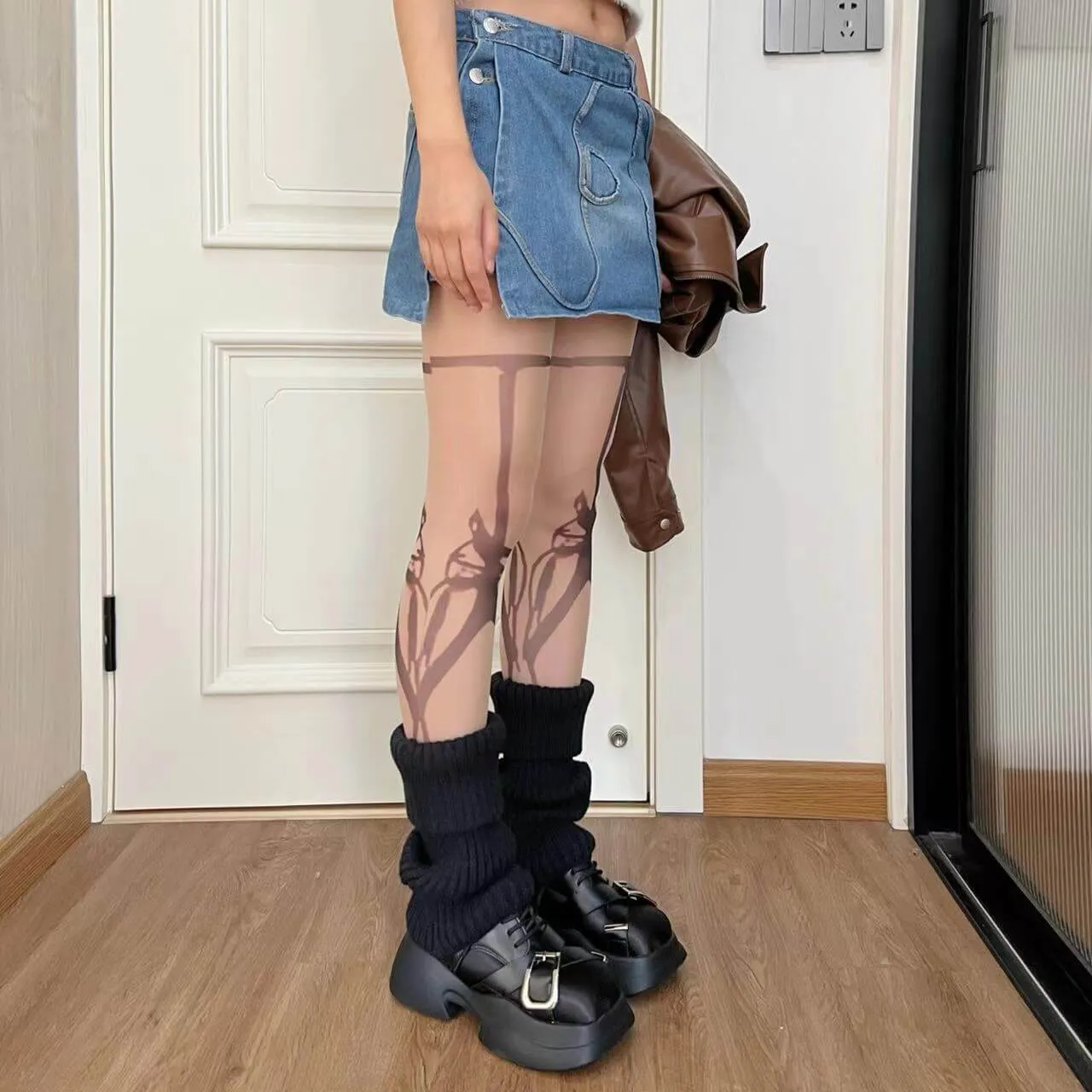 Cyber tattoo tights