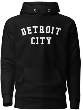 Detroit City Premium Pullover Unisex Hoodie - Black / White