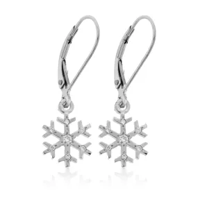 Diamond Accented Snowflake Dangle Earrings