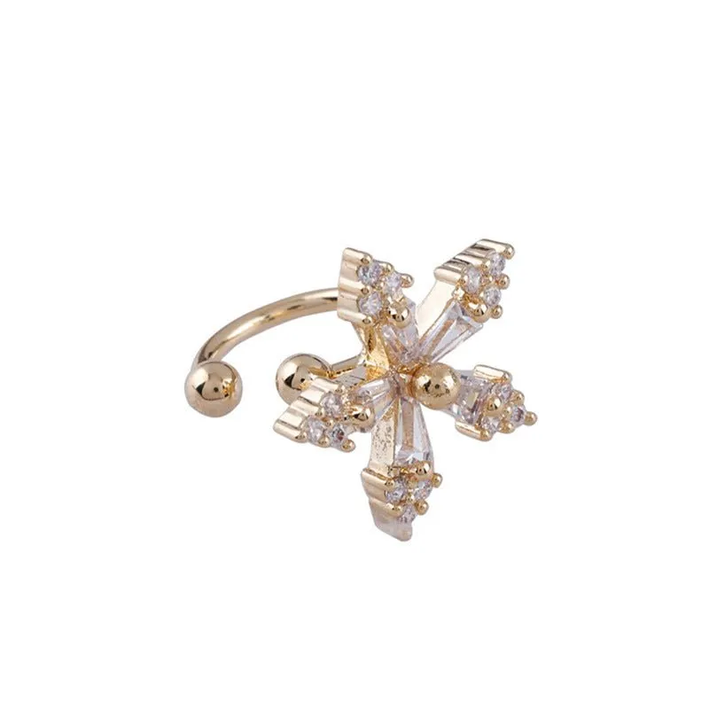 Diamond Flower Ear Cuff No Piercing