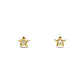 Diamond Star Stud Earrings - 14 karat gold diamond earring studs, diamonds 0.02ct