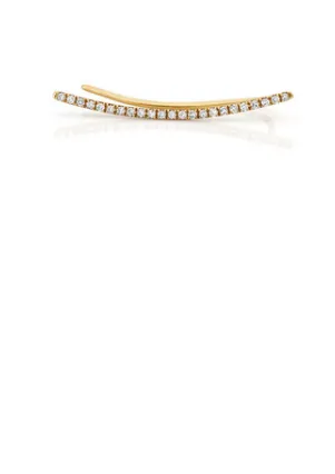 Ef Collection Diamond Curved Bar Yellow Gold Ear Cuff