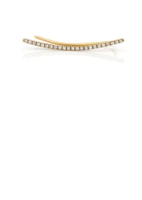 Ef Collection Diamond Curved Bar Yellow Gold Ear Cuff